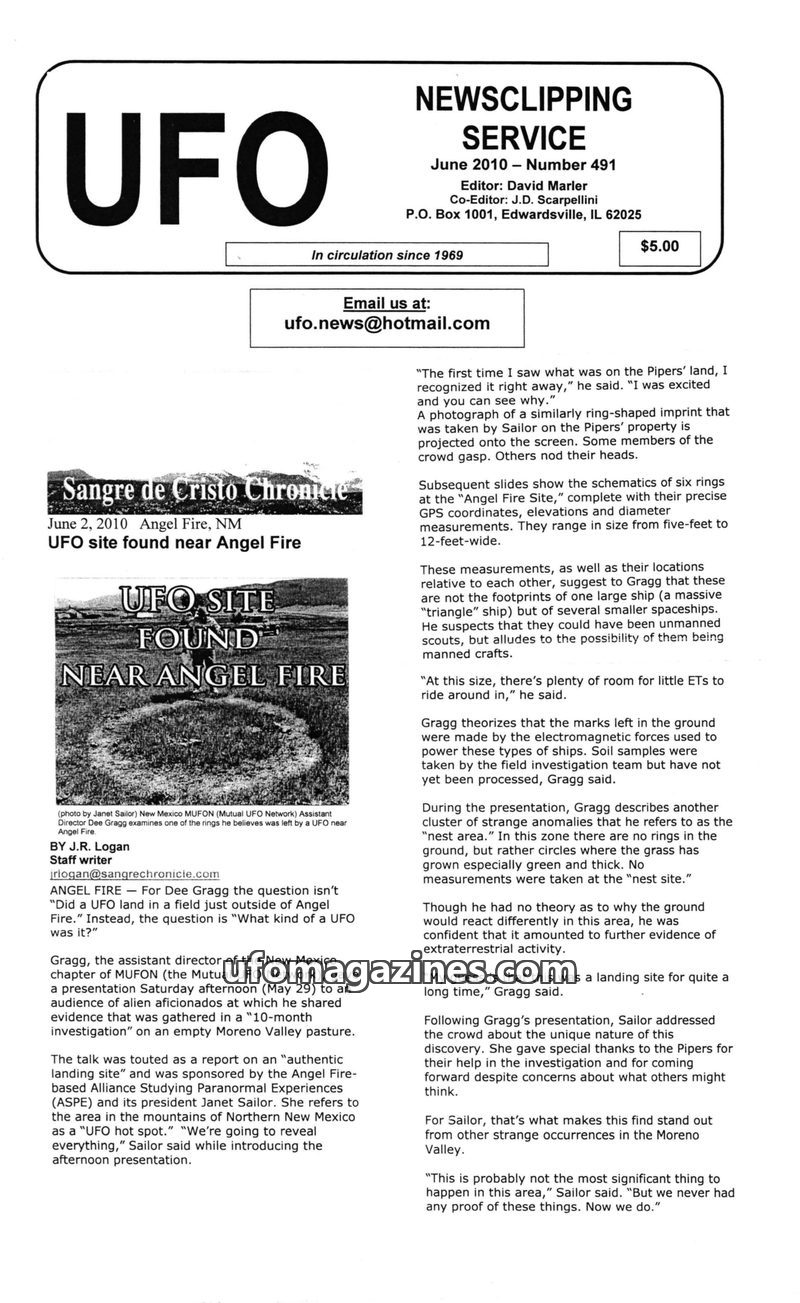 Cover of UFO Newsclipping Service - 2010 06 - no 491