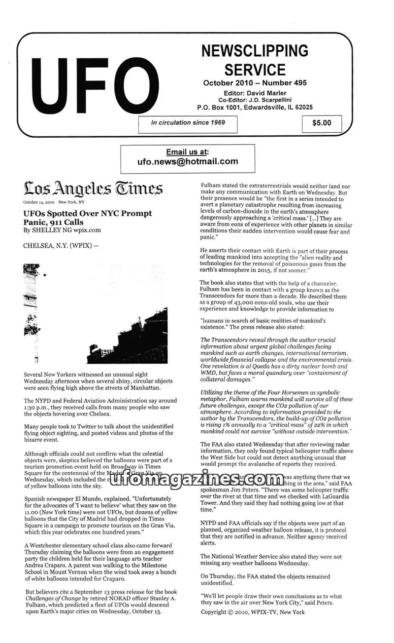 Cover of NEWSCLIPPING SERVICE issue 495: UFO