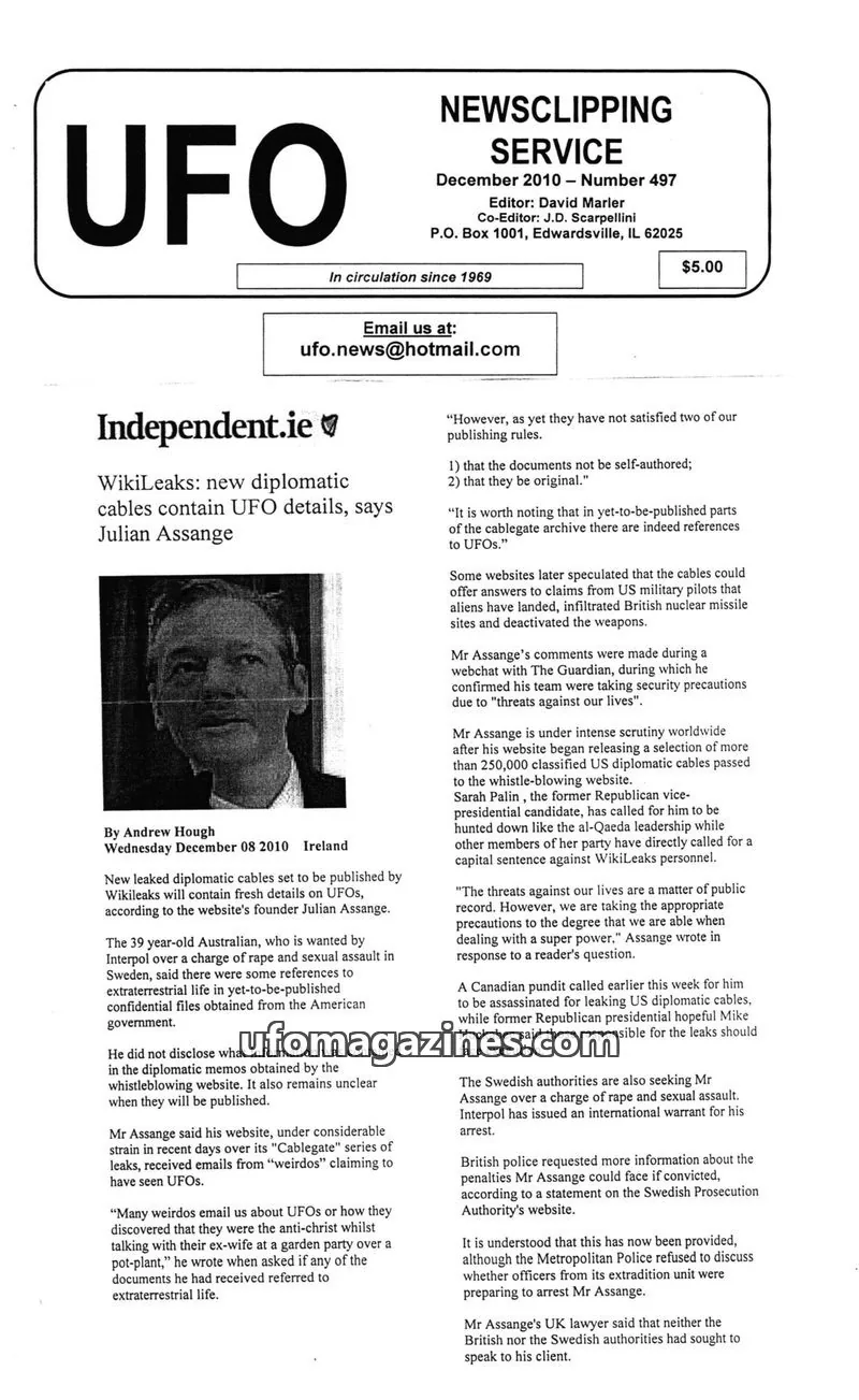 Cover of NEWSCLIPPING SERVICE issue 497: UFO