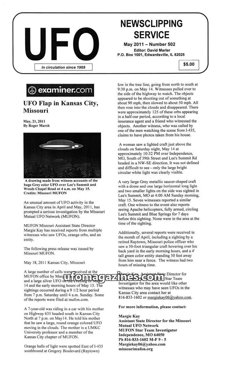 Cover of NEWSCLIPPING SERVICE issue Number 502: UFO