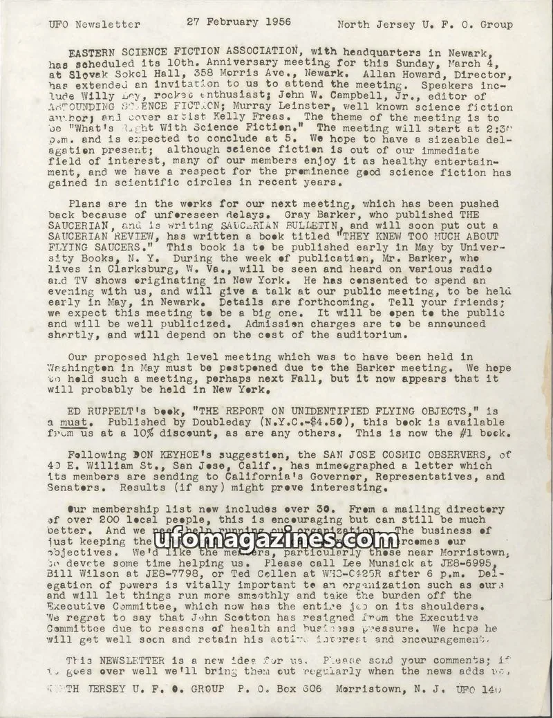 Cover of North Jersey U. F. O. Group issue 140: UFO Newsletter