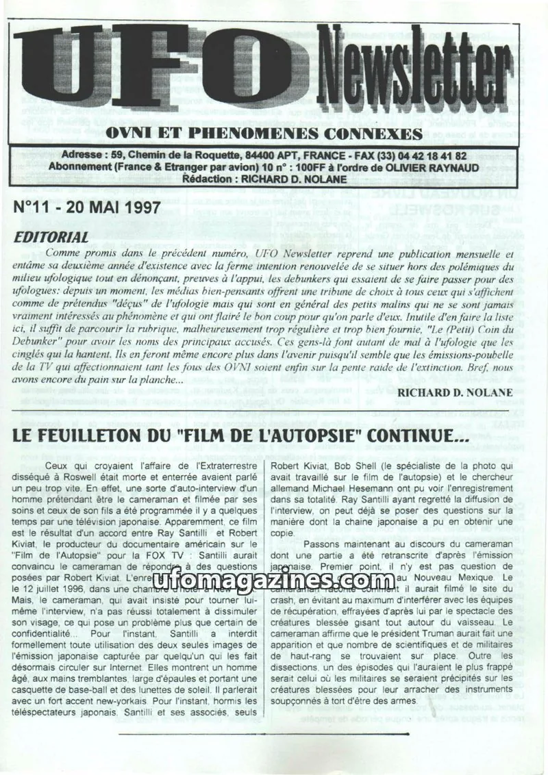 Cover of Groupe Sentinelle issue 11: UFO Newsletter
