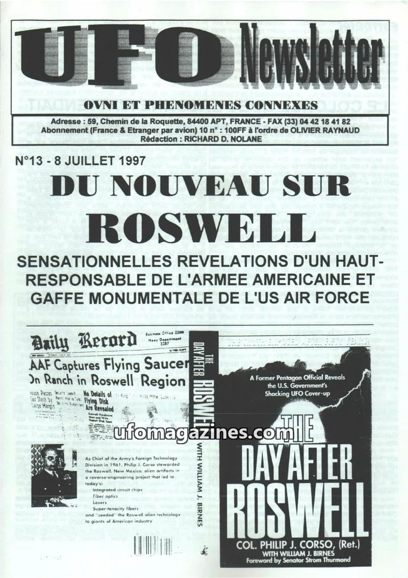 Cover of UFO Newsletter (Richard Nolane) issue 13: UFO Newsletter