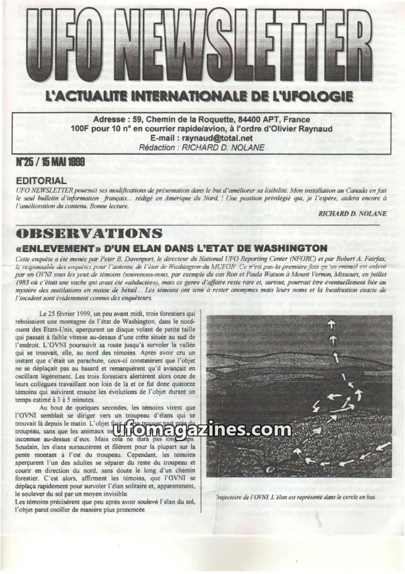 Cover of UFO Newsletter (Richard Nolane) issue 25: UFO NEWSLETTER