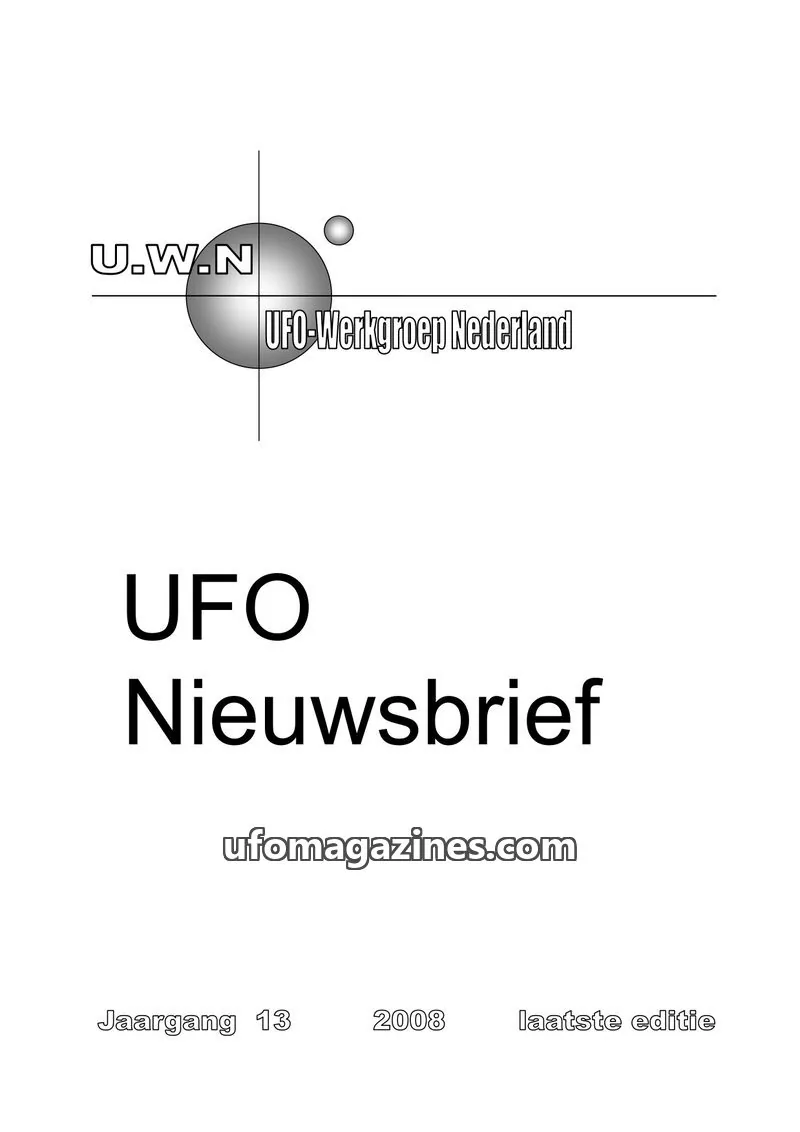 Cover of UFO Nieuwbrief issue laatste editie: UFO Nieuwsbrief