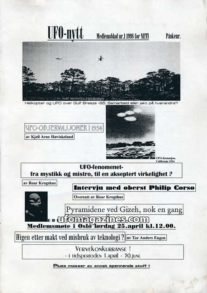 Cover of NETI issue 1 1998: UFO-nytt