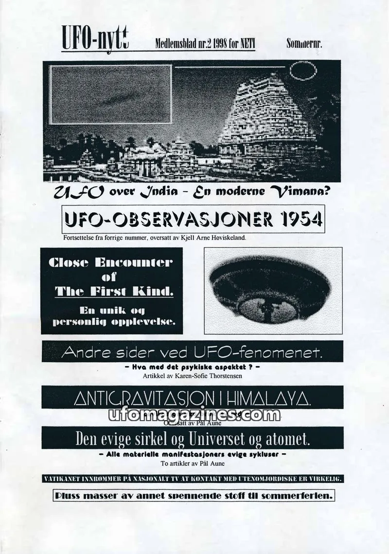 Cover of NETI issue nr.2 1998: UFO-nytt