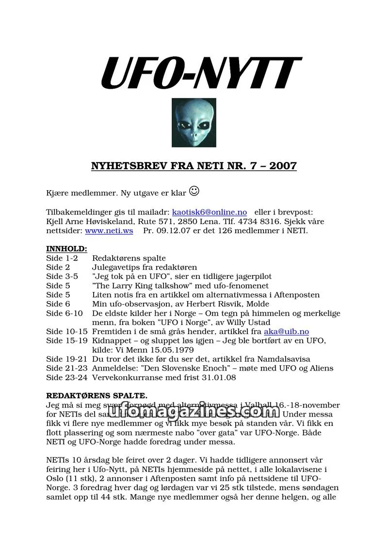 Cover of NETI issue 7: UFO-NYTT