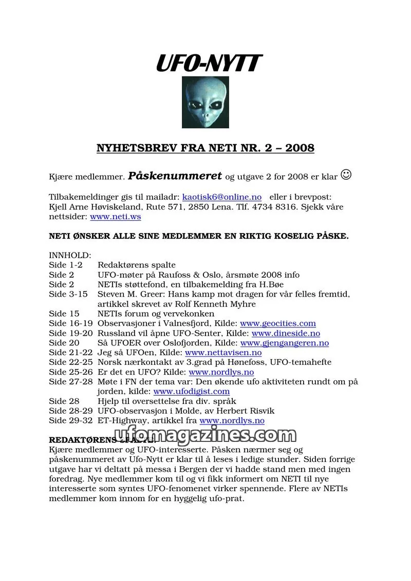 Cover of NETI issue NR. 2: UFO-NYTT