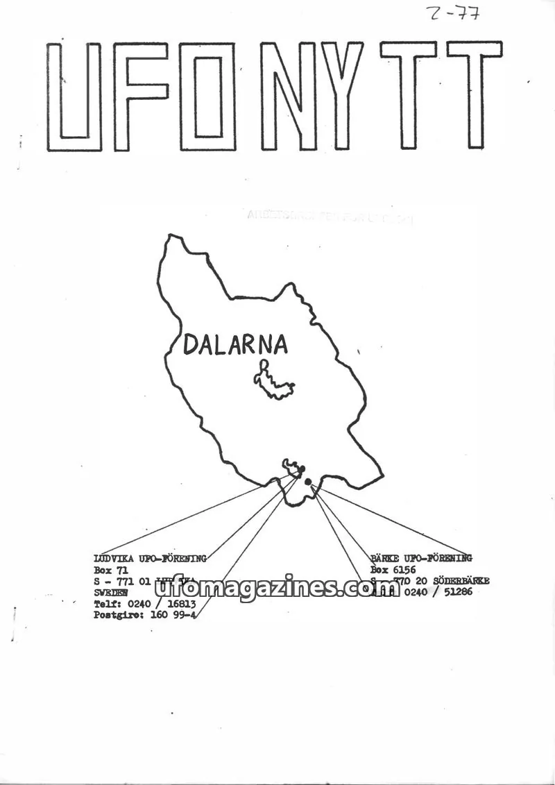 Cover of UFO-Nytt Vasterbergslagen issue 2-77: UFO NYTT
