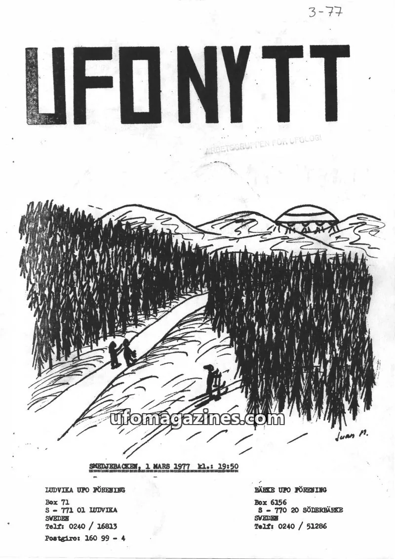 Cover of UFO-Nytt Vasterbergslagen issue 3-77: UFONYTT