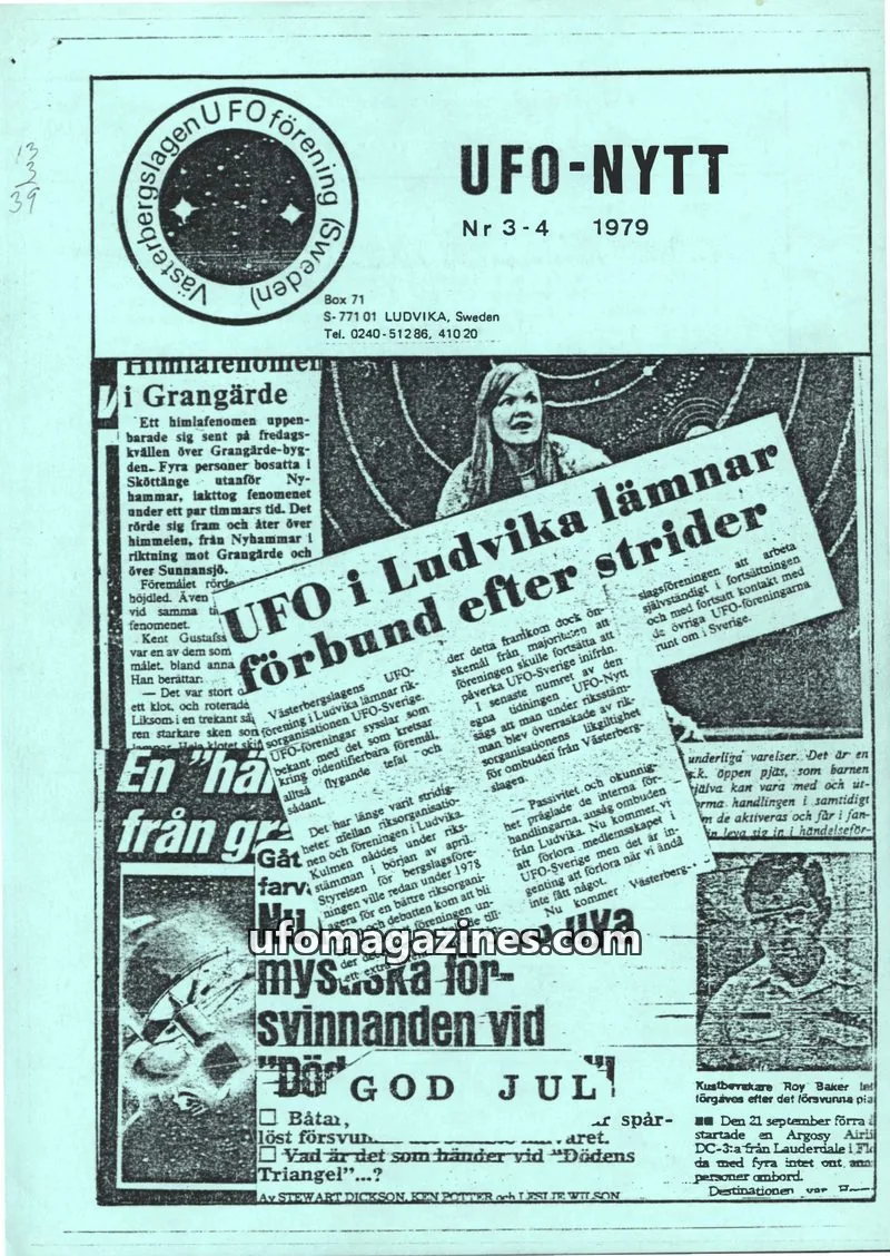 Cover of UFO-Nytt Vasterbergslagen issue 3-4: UFO-NYTT