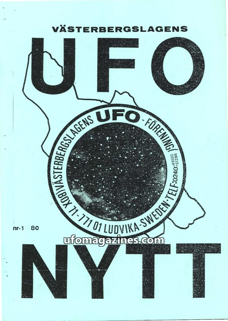 Cover of UFO-Nytt Vasterbergslagen issue 1: VÄSTERBERGSLAGENS UFO NYTT