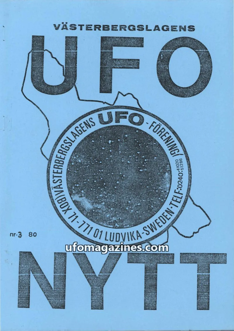 Cover of UFO-Nytt Vasterbergslagen issue 3: VÄSTERBERGSLAGENS UFO NYTT