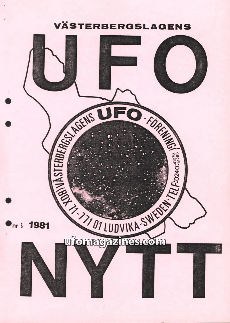 Cover of UFO-Nytt Vasterbergslagen issue 1: VÄSTERBERGSLAGENS UFO NYTT