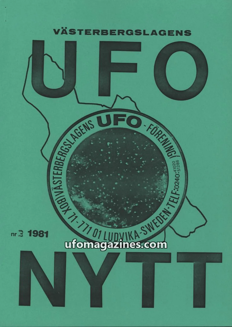 Cover of UFO-Nytt Vasterbergslagen issue nr 3: VÄSTERBERGSLAGENS UFO NYTT