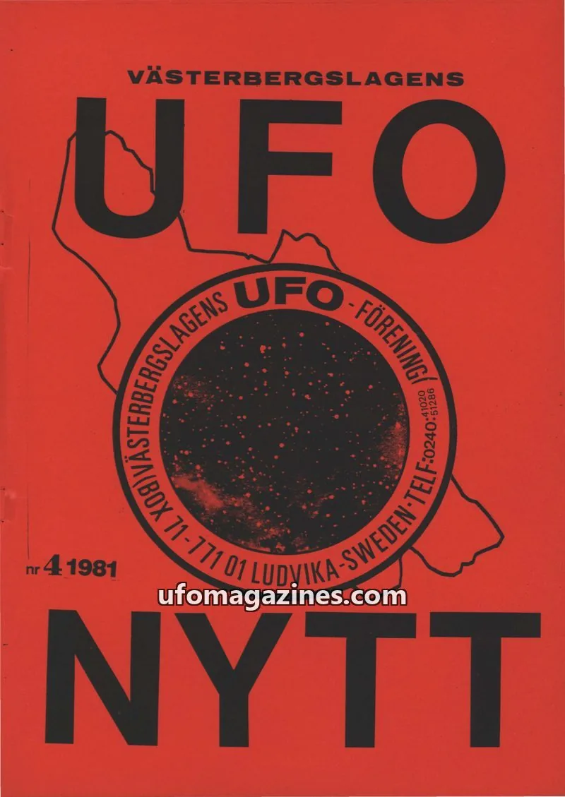Cover of UFO-Nytt Vasterbergslagen issue 4: VÄSTERBERGSLAGENS UFO NYTT