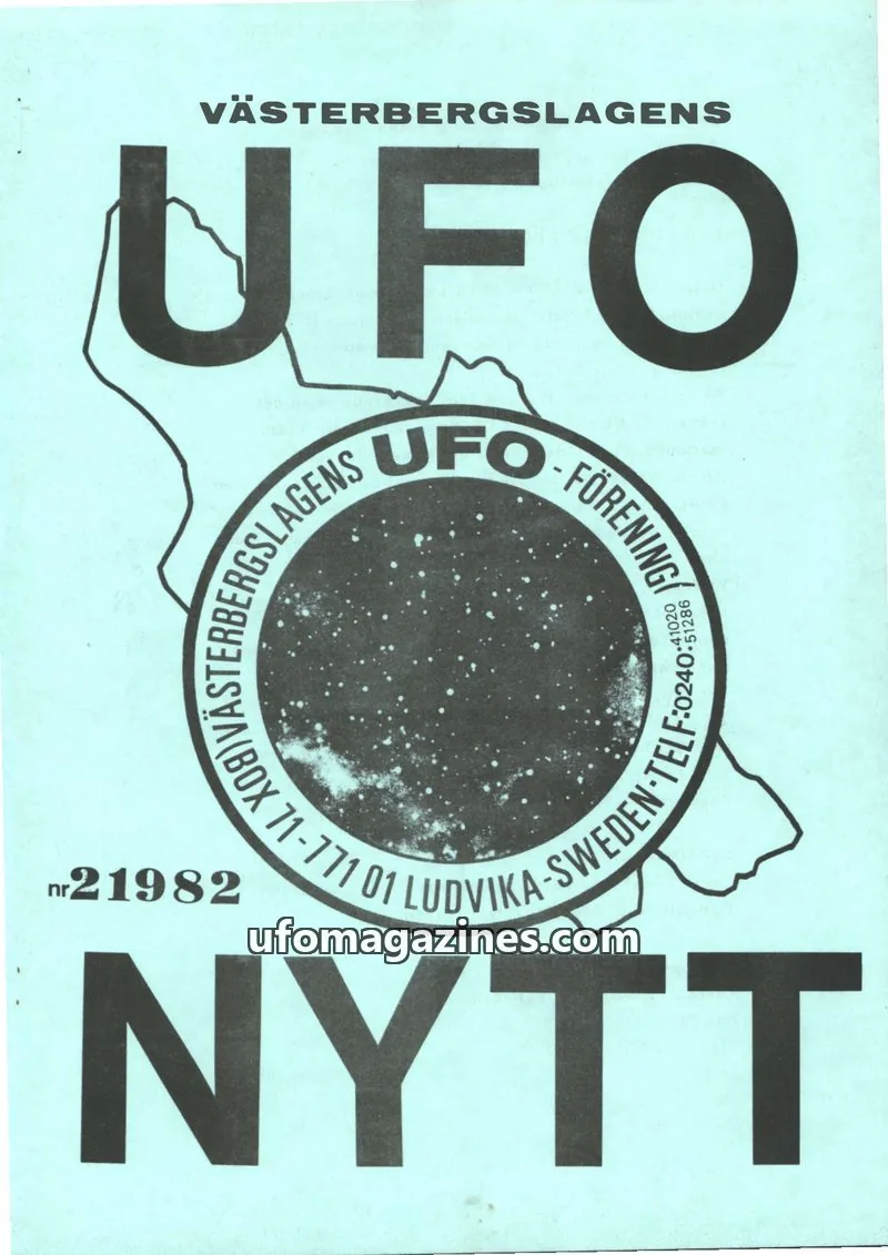 Cover of UFO-Nytt Vasterbergslagen issue 21982: VÄSTERBERGSLAGENS UFO NYTT