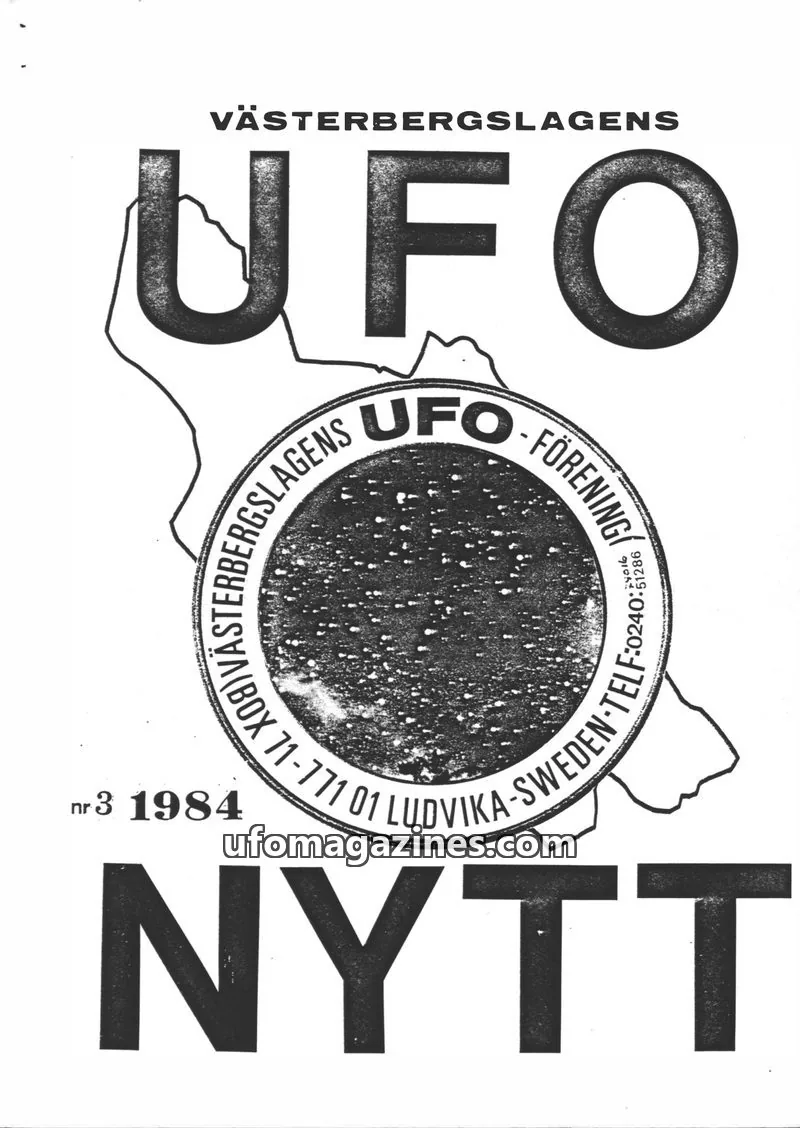 Cover of UFO-Nytt Vasterbergslagen issue 3: VÄSTERBERGSLAGENS UFO NYTT