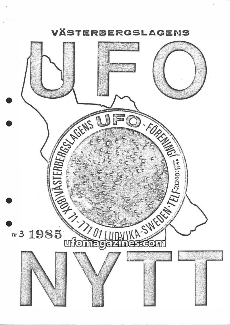 Cover of UFO-Nytt Vasterbergslagen issue 3: VÄSTERBERGSLAGENS UFO NYTT