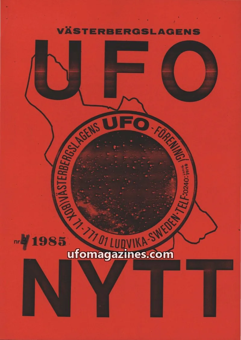 Cover of UFO-Nytt Vasterbergslagen issue nr 4 1985: VÄSTERBERGSLAGENS UFO NYTT
