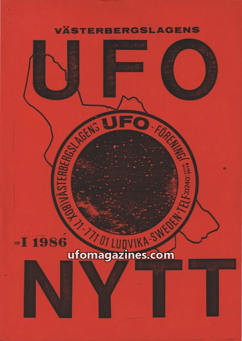 Cover of UFO-Nytt Vasterbergslagen issue nr I 1986: VÄSTERBERGSLAGENS UFO NYTT