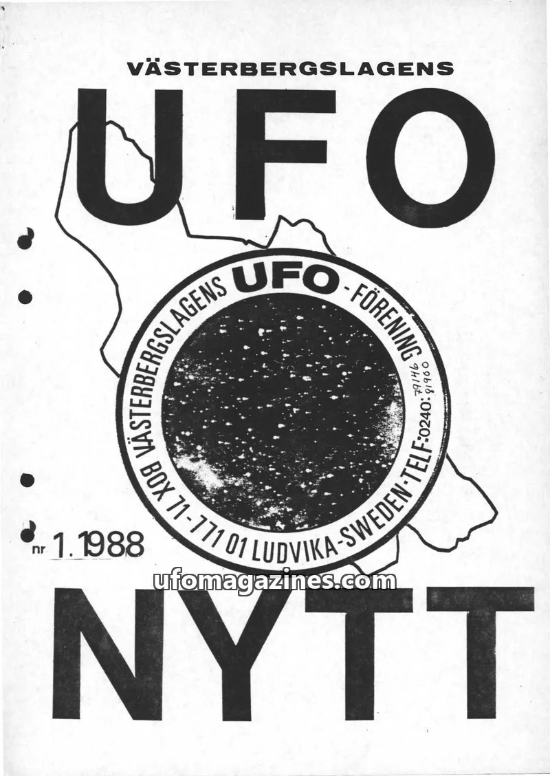 Cover of UFO-Nytt Vasterbergslagen issue 1.1988: VÄSTERBERGSLAGENS UFO NYTT