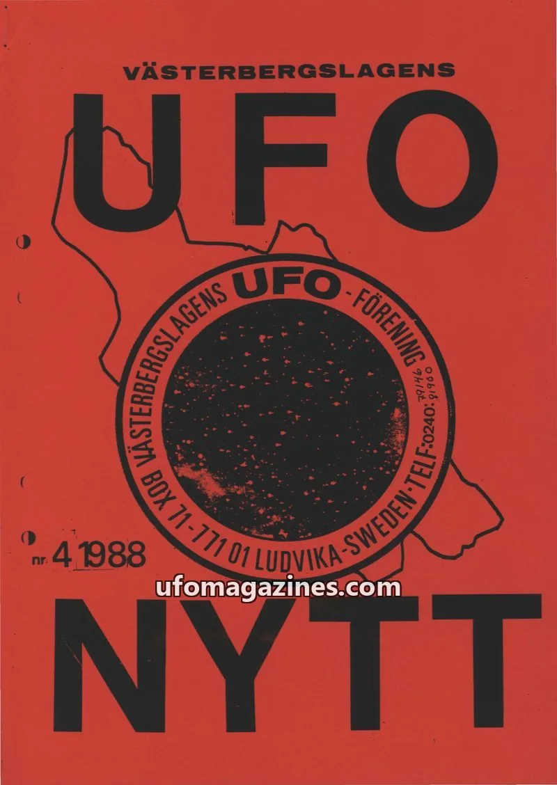 Cover of UFO-Nytt Vasterbergslagen issue 4 1988: VÄSTERBERGSLAGENS UFO NYTT