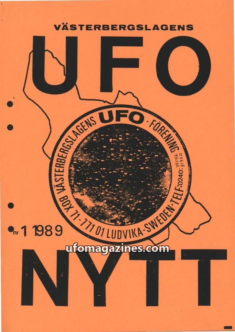 Cover of UFO-Nytt Vasterbergslagen issue 1 1989: VÄSTERBERGSLAGENS UFO NYTT