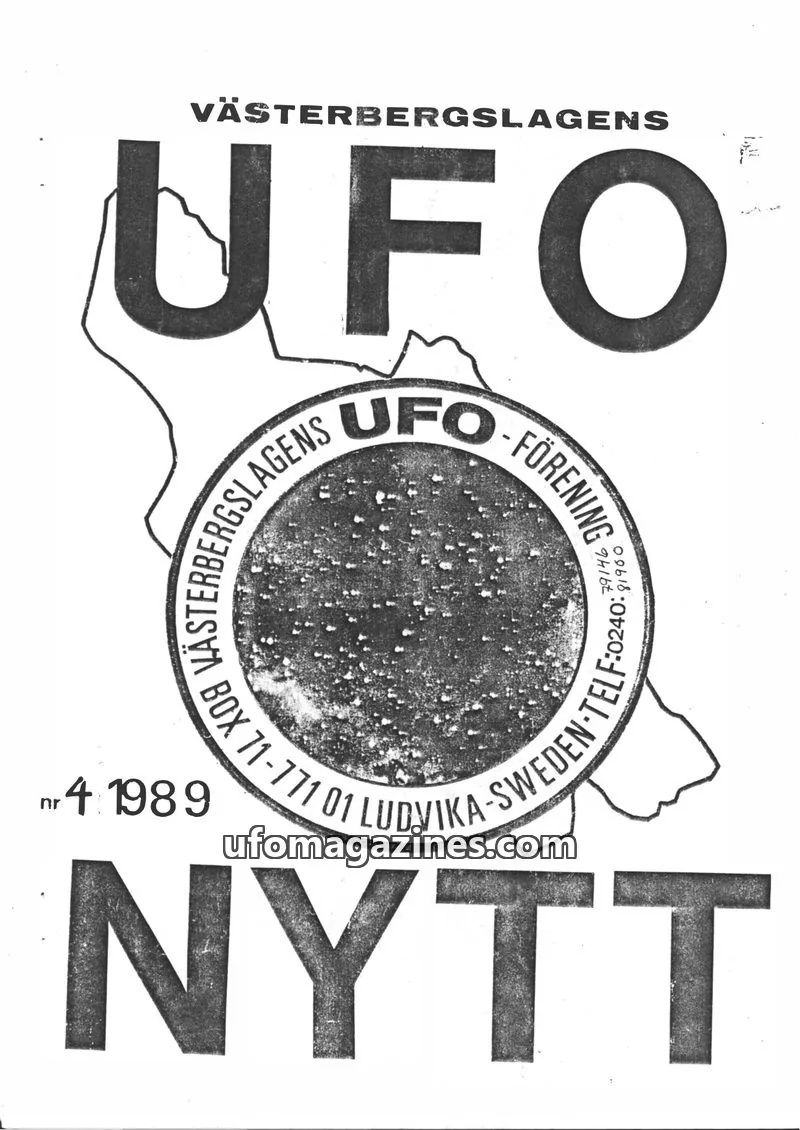 Cover of UFO-Nytt Vasterbergslagen issue 4: VÄSTERBERGSLAGENS UFO NYTT