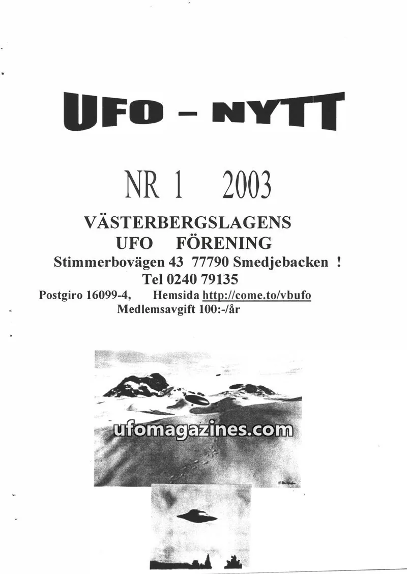 Cover of UFO-Nytt Vasterbergslagen issue 1: UFO - NYTT