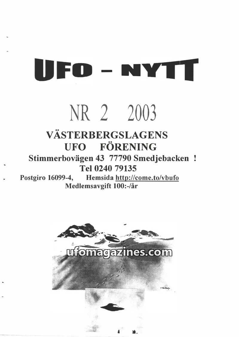Cover of UFO-Nytt Vasterbergslagen issue 2: UFO - NYTT
