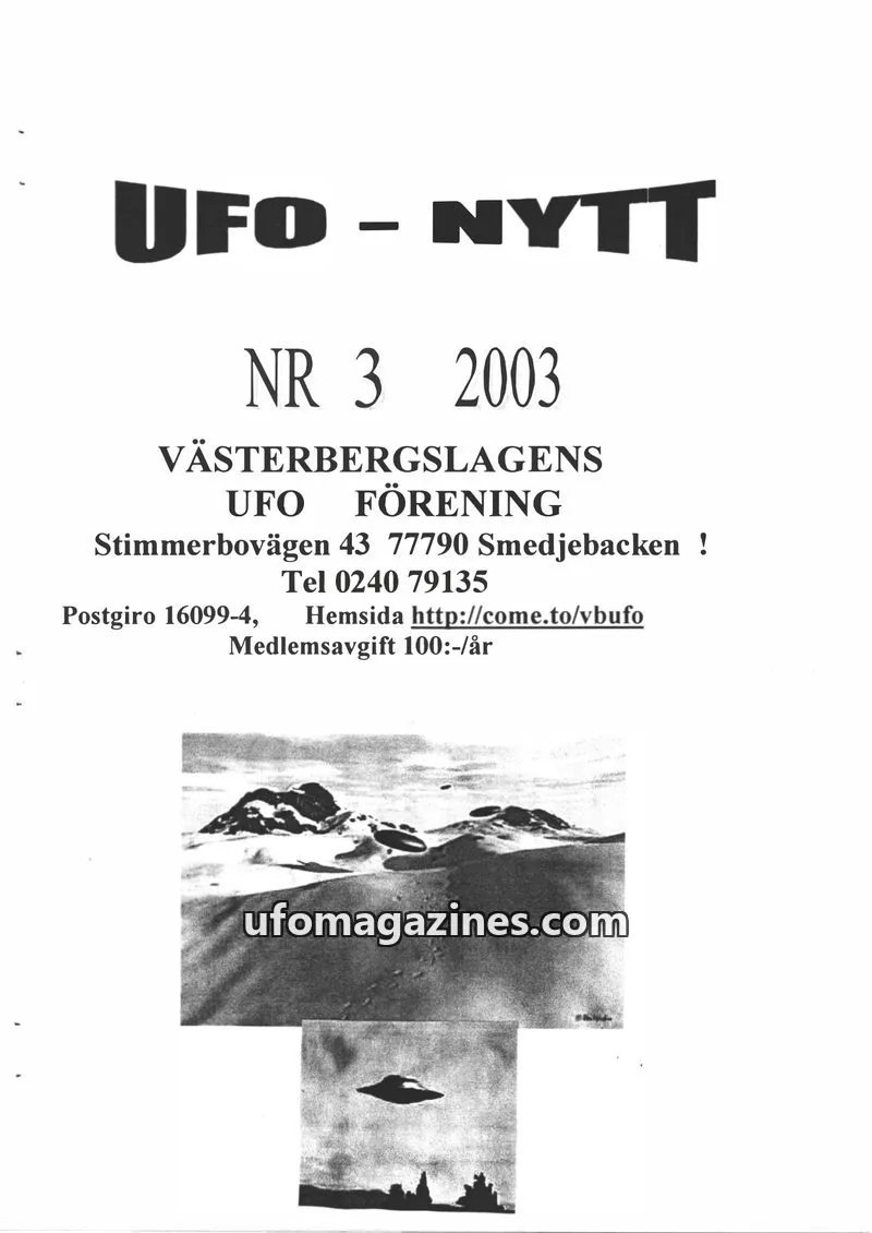 Cover of UFO-Nytt Vasterbergslagen issue 3: UFO - NYTT