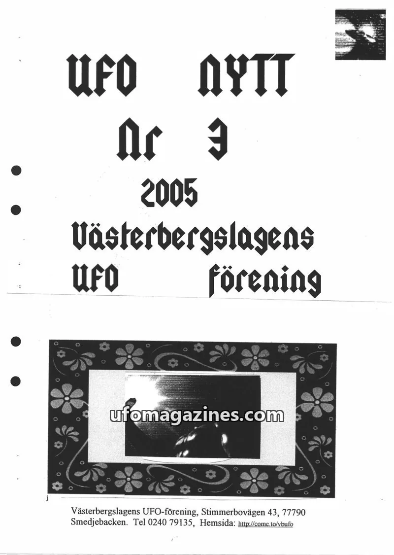 Cover of UFO-Nytt Vasterbergslagen issue 3: UFO NYTT