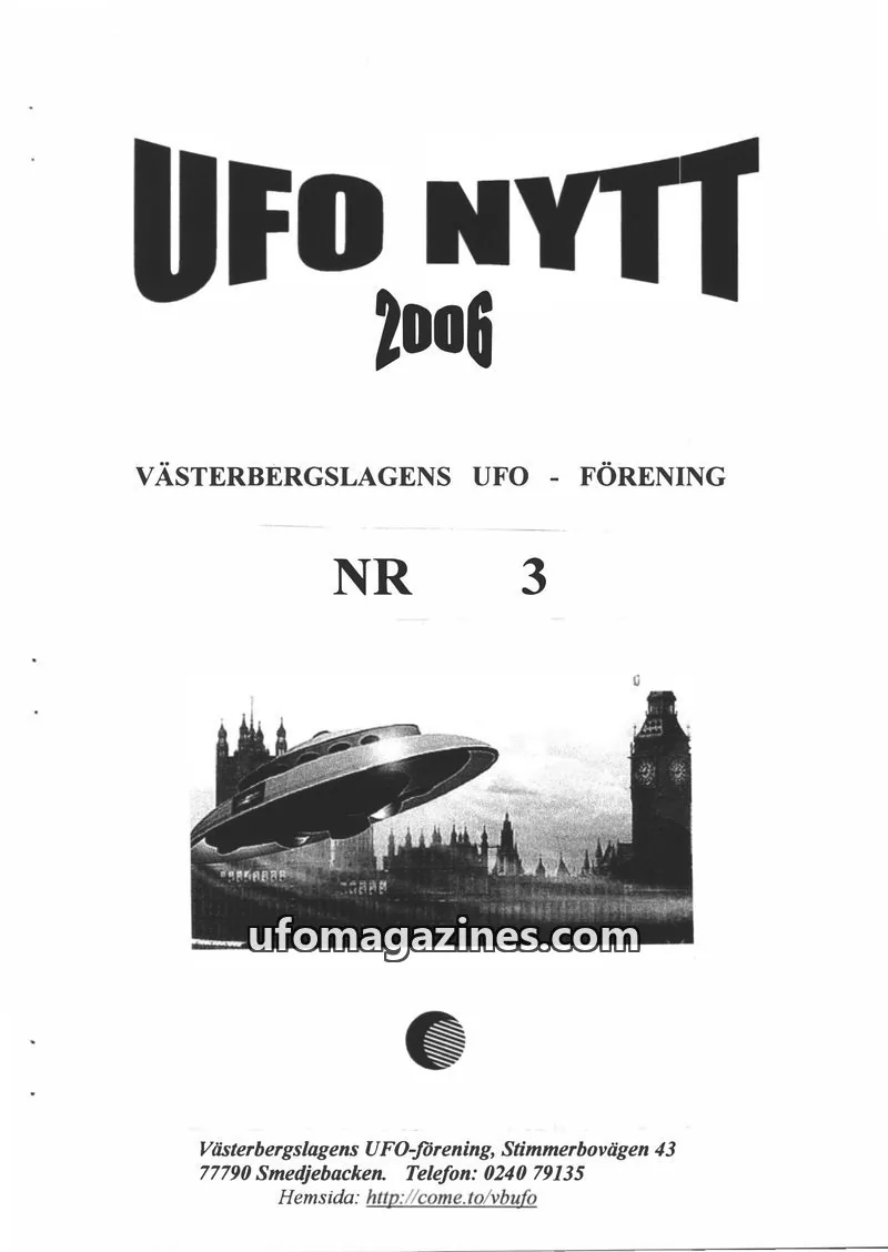 Cover of UFO-Nytt Vasterbergslagen issue 3: UFO NYTT