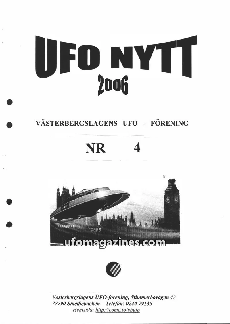 Cover of UFO-Nytt Vasterbergslagen issue 4: UFO NYTT