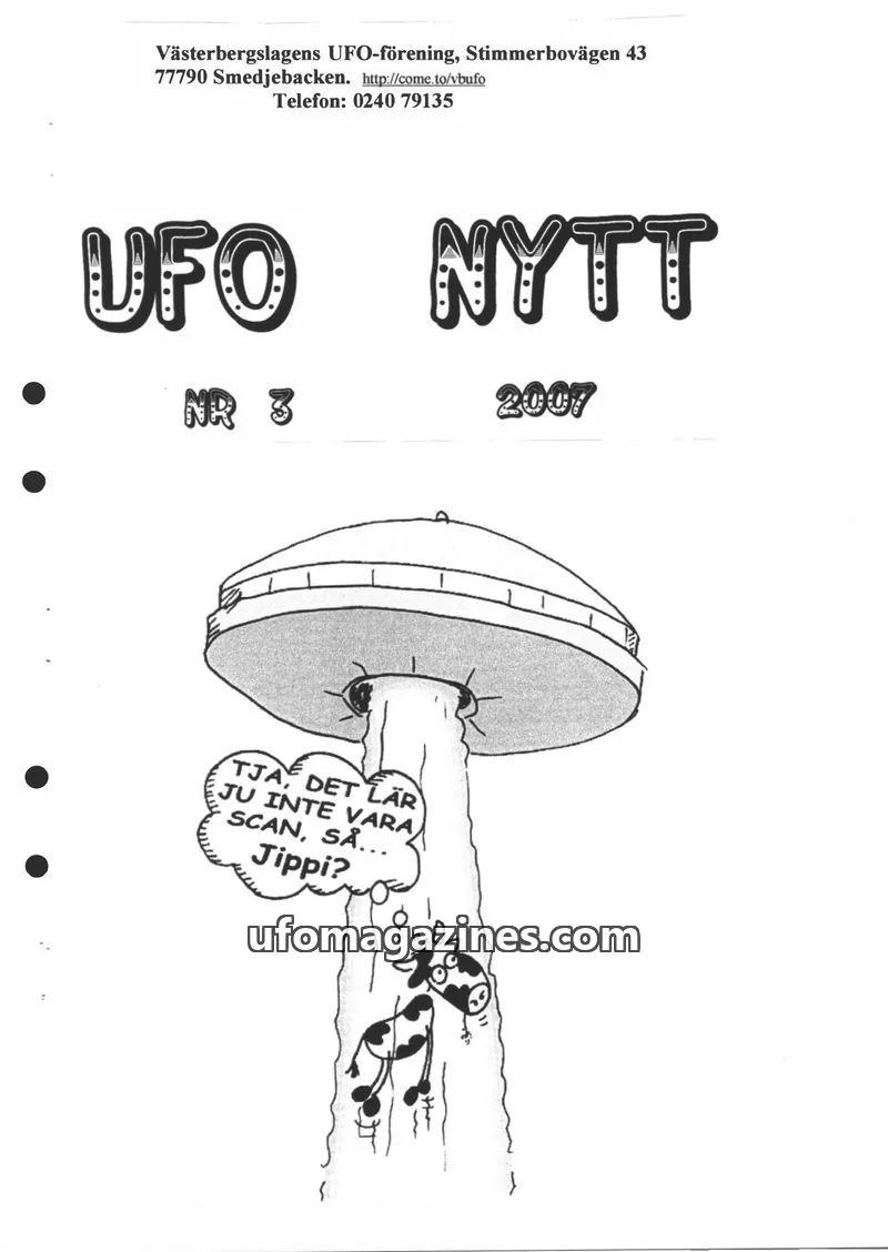 Cover of UFO-Nytt Vasterbergslagen issue 3: UFO NYTT