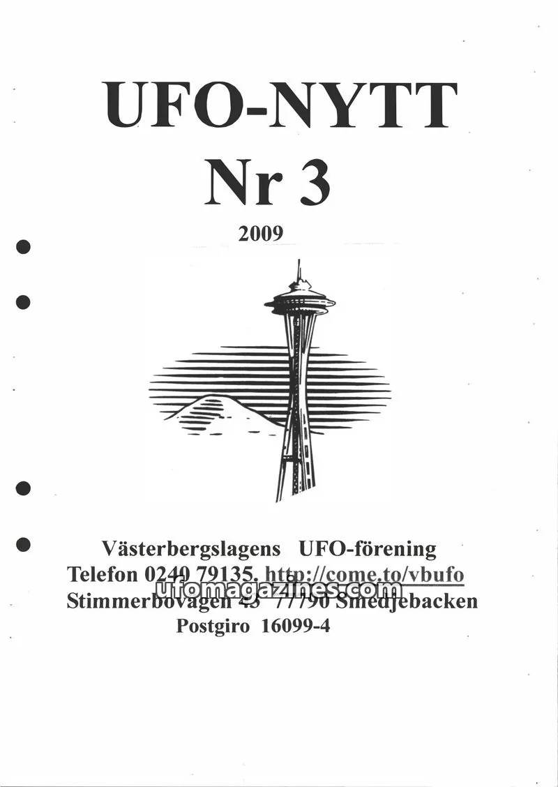 Cover of UFO-Nytt Vasterbergslagen issue Nr 3: UFO-NYTT