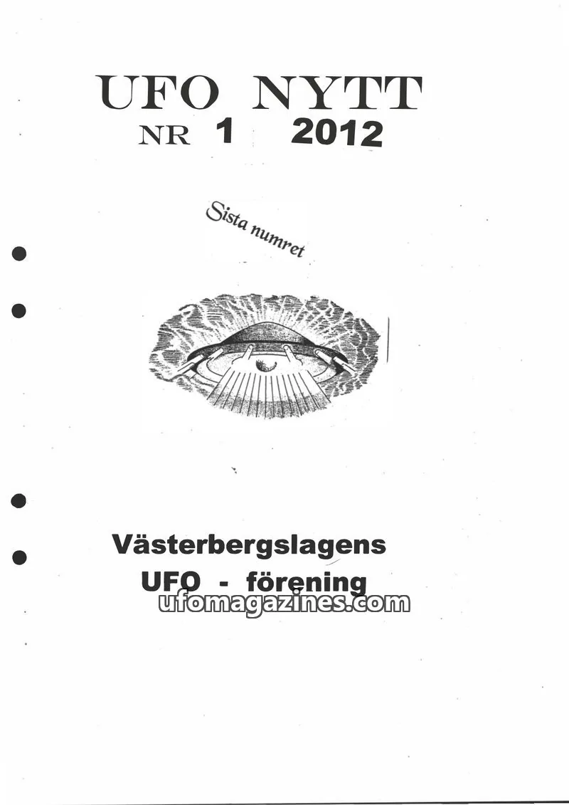 Cover of UFO-Nytt Vasterbergslagen issue 1: UFO NYTT