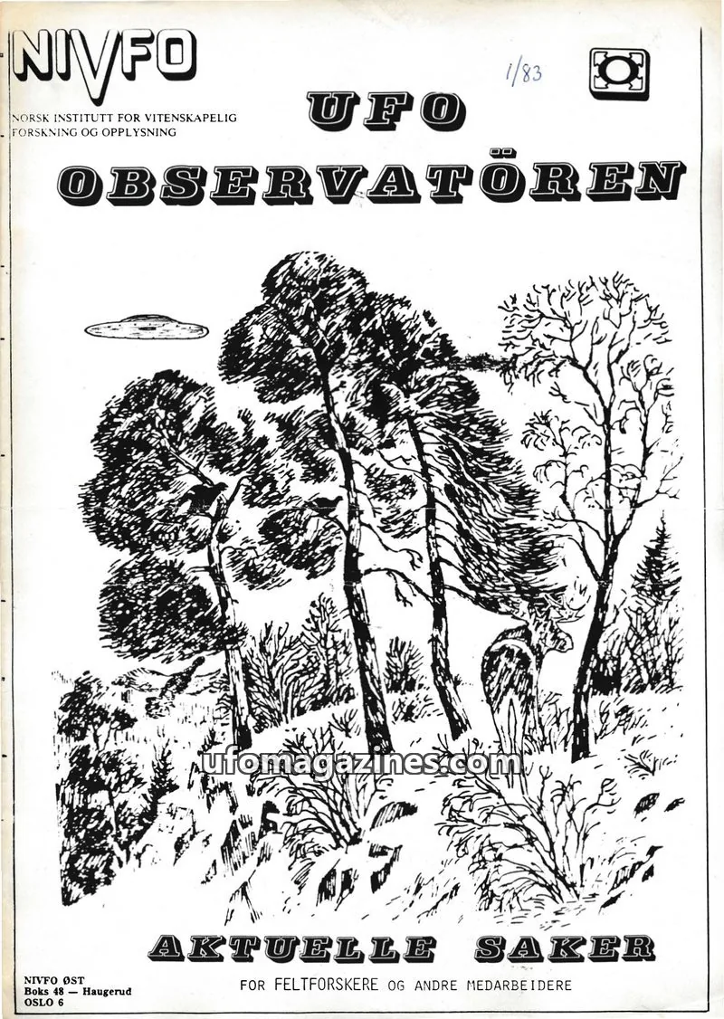 Cover of NIVFO issue 1/83: UFO OBSERVATÖREN