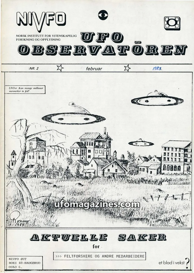 Cover of NIVFO issue NR. 2: UFO OBSERVATØREN