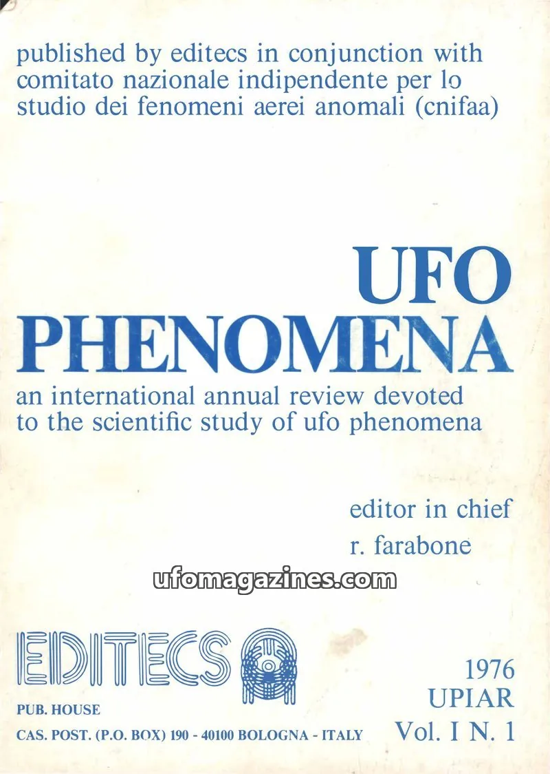 Cover of EDITECS issue N. 1: UFO PHENOMENA