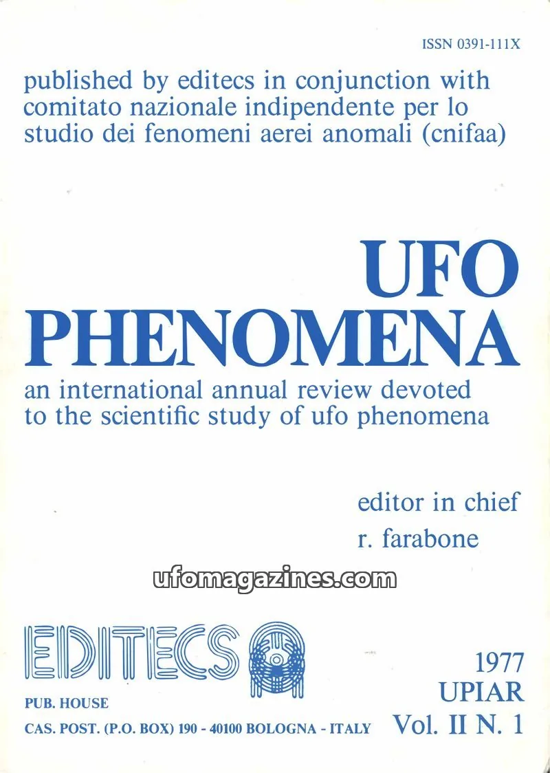 Cover of EDITECS issue Vol. II N. 1: UFO PHENOMENA