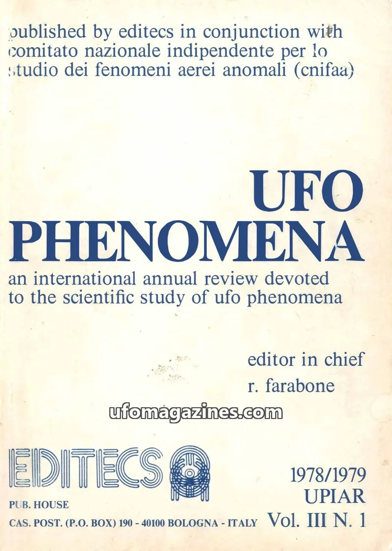 Cover of EDITECS issue Vol. III N. 1: UFO PHENOMENA