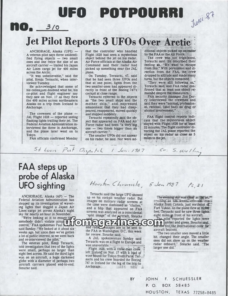 Cover of UFO Potpourri (John Schuessler) issue 310: UFO POTPOURRI