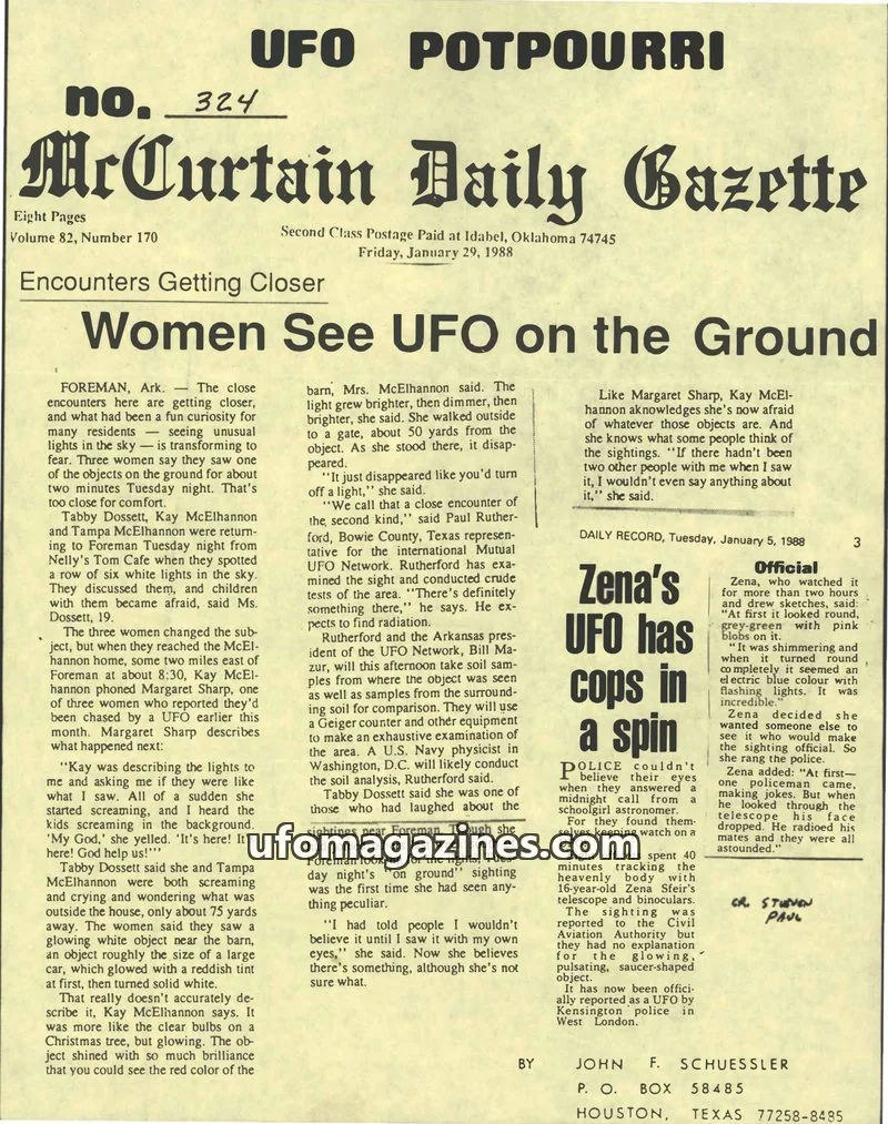 Cover of UFO Potpourri (John Schuessler) issue 170: MrCurtain Daily Gazette