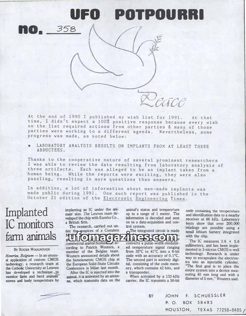 Cover of UFO Potpourri (John Schuessler) issue 358: UFO POTPOURRI