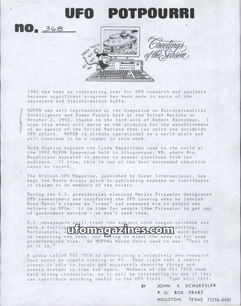 Cover of MUFON issue 368: UFO POTPOURRI