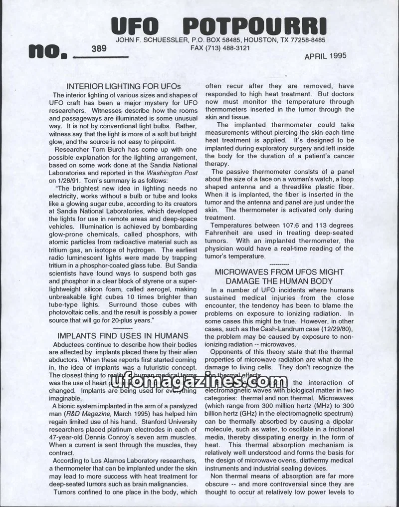 Cover of UFO Potpourri (John Schuessler) issue 389: UFO POTPOURRI