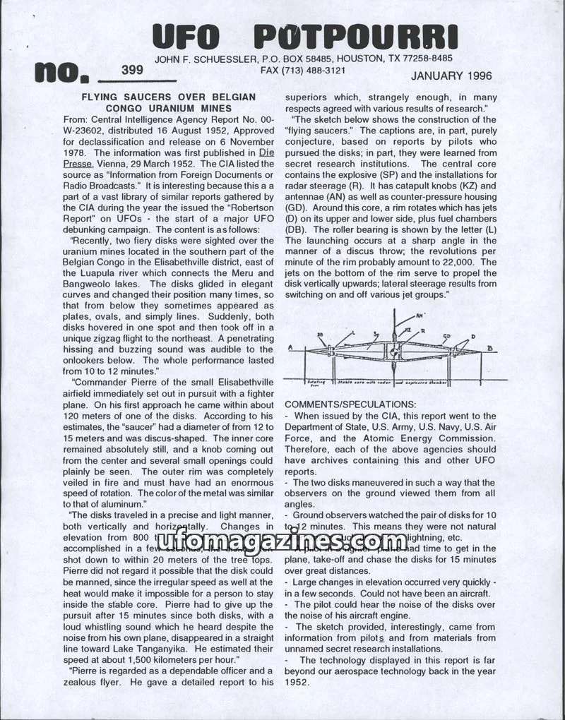 Cover of UFO Potpourri (John Schuessler) issue 399: UFO POTPOURRI